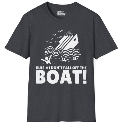 Funny Cruise Ship Safety Warning Sinking Boat Cartoon Shirt — T-Shirt T-Shirt – Dark Heather Grey – Best Cruise Shirts