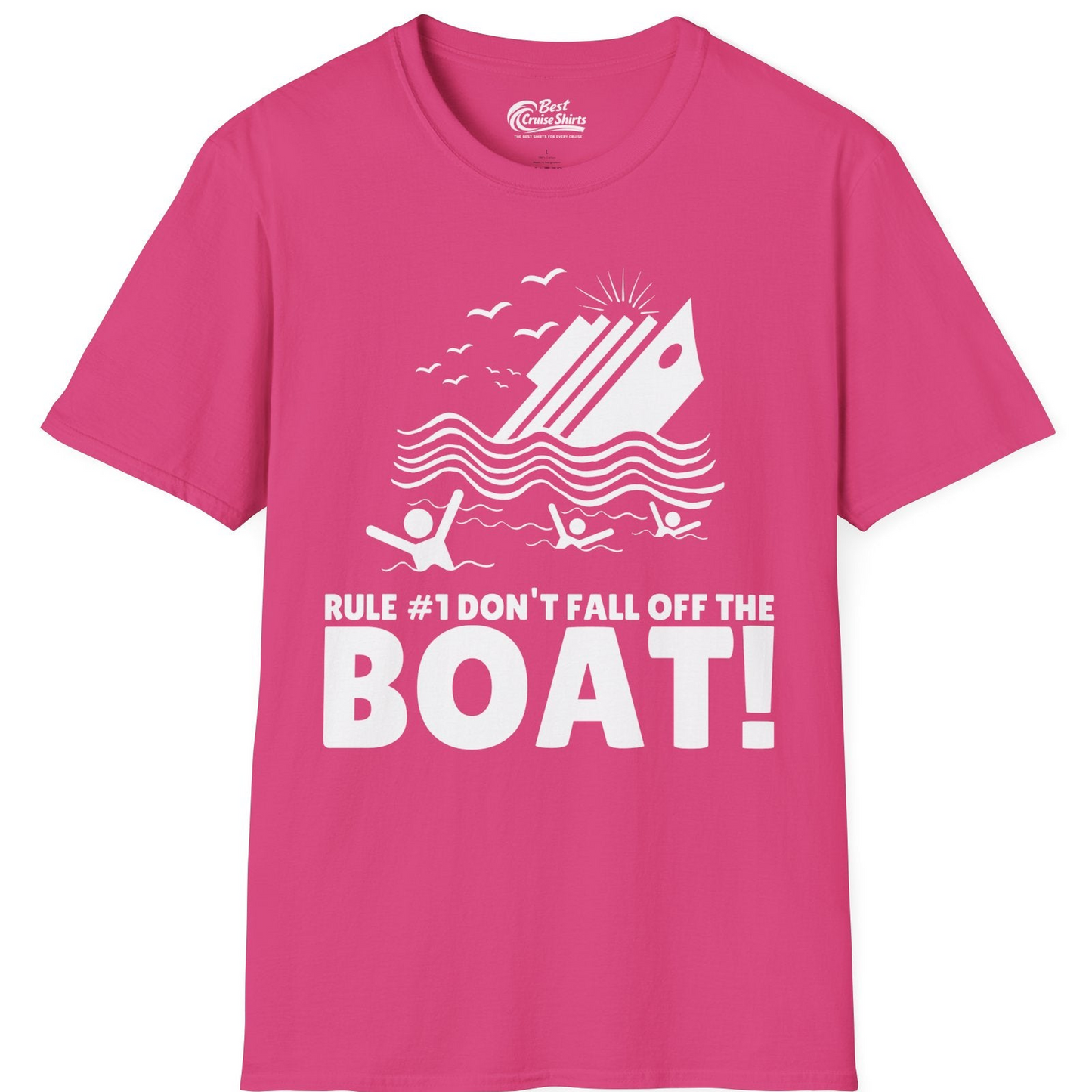Funny Cruise Ship Safety Warning Sinking Boat Cartoon Shirt — T-Shirt T-Shirt – Heliconia – Best Cruise Shirts