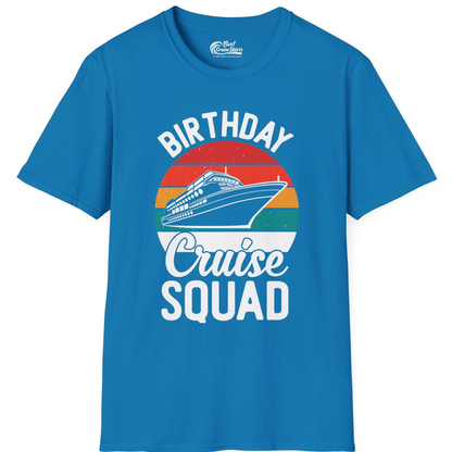 Birthday Cruise Squad Retro Sunset Distressed Cruise Ship Shirt — T-Shirt T-Shirt – Sapphire – Best Cruise Shirts