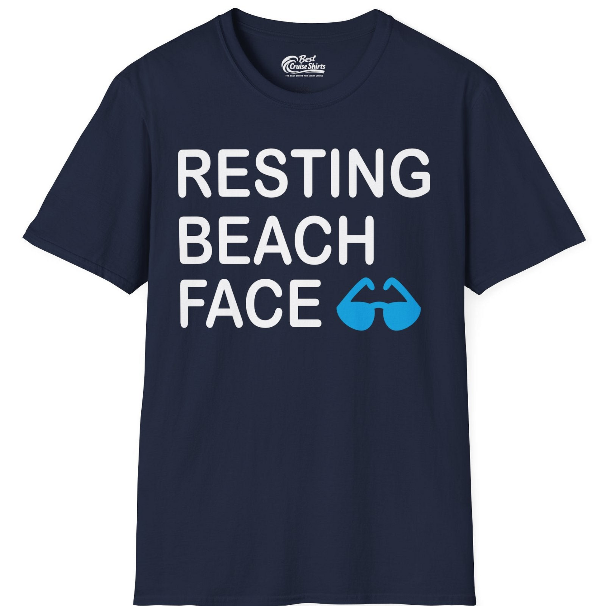 Resting Beach Face Shirt T-Shirt – Navy – Best Cruise Shirts