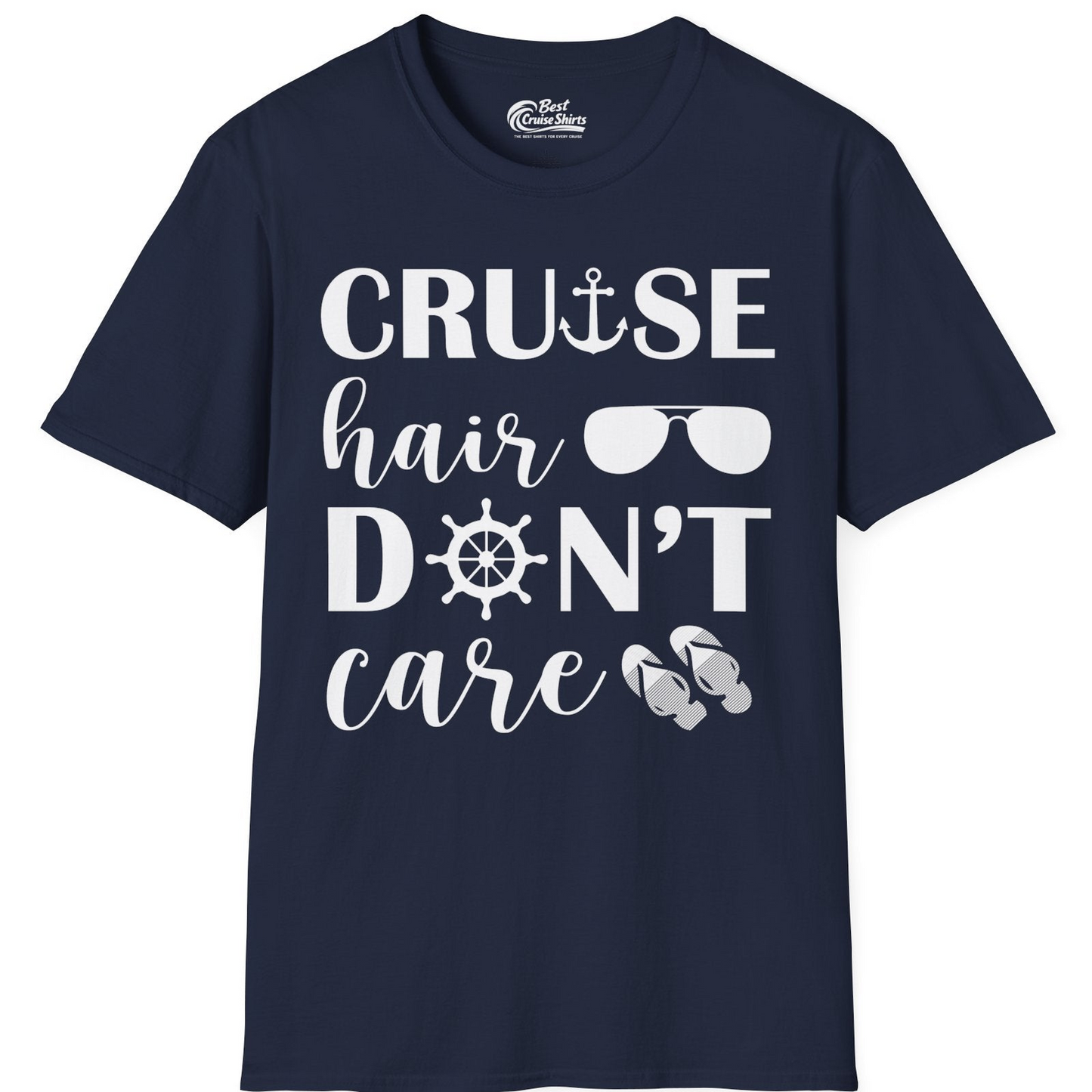 Cruise Hair Don't Care Shirt T-Shirt – Navy – Best Cruise Shirts