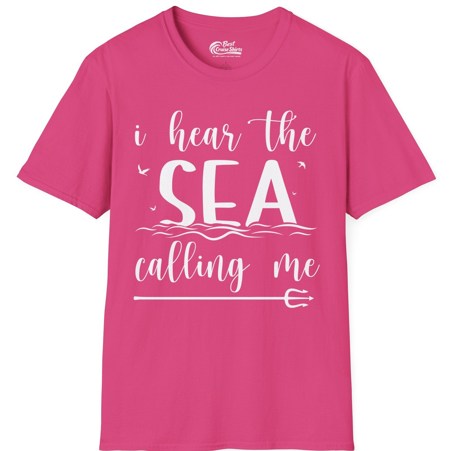 Sea Calling Nautical Beach Quote Shirt With Waves And Birds Art — T-Shirt T-Shirt – Heliconia – Best Cruise Shirts