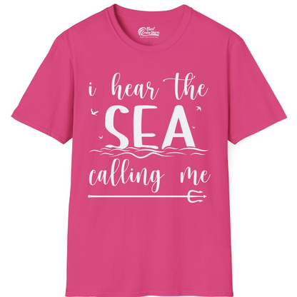 Sea Calling Nautical Beach Quote Shirt With Waves And Birds Art — T-Shirt T-Shirt – Heliconia – Best Cruise Shirts