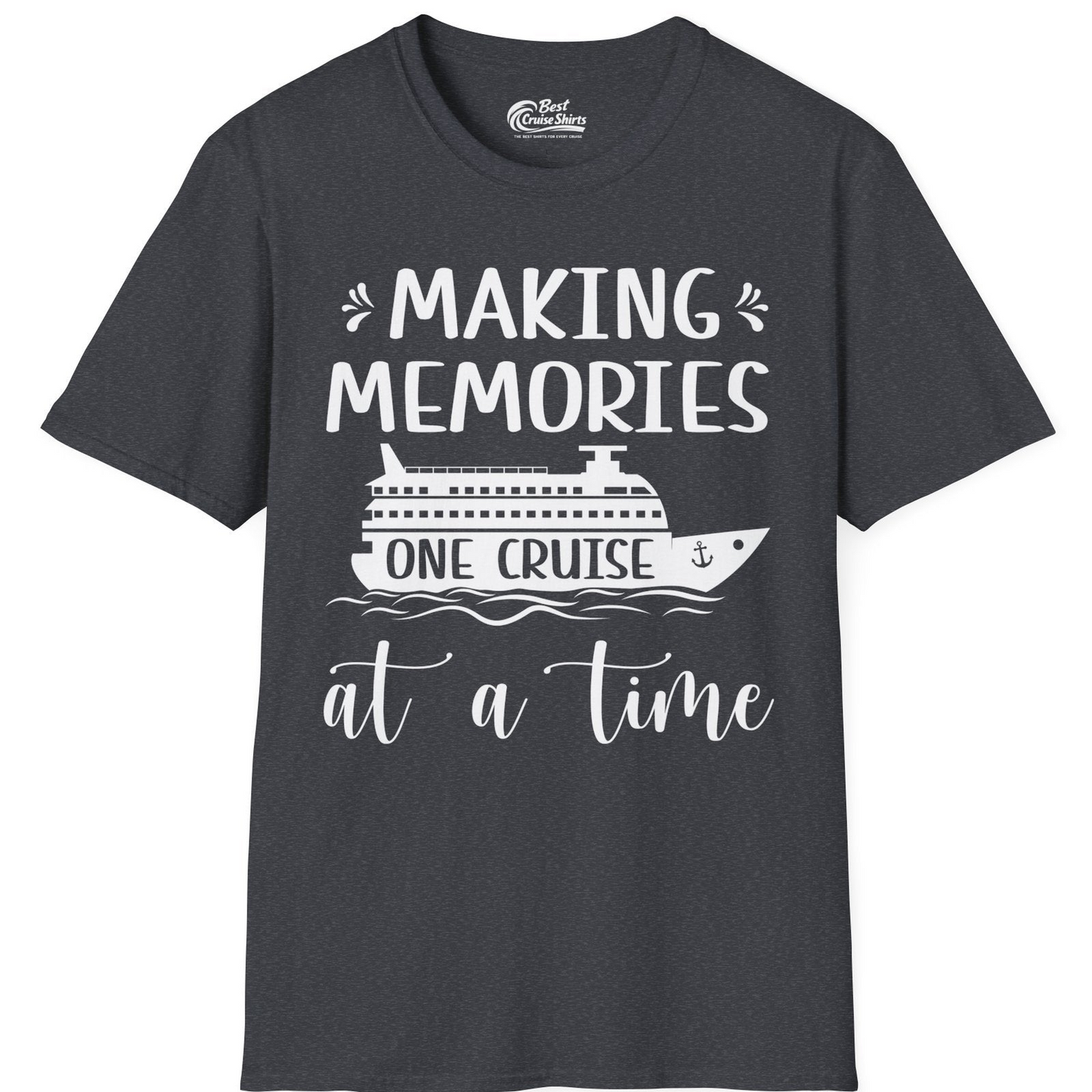Making Memories One Cruise at a Time Nautical Family Cruise Shirt — T-Shirt T-Shirt – Dark Heather Grey – Best Cruise Shirts