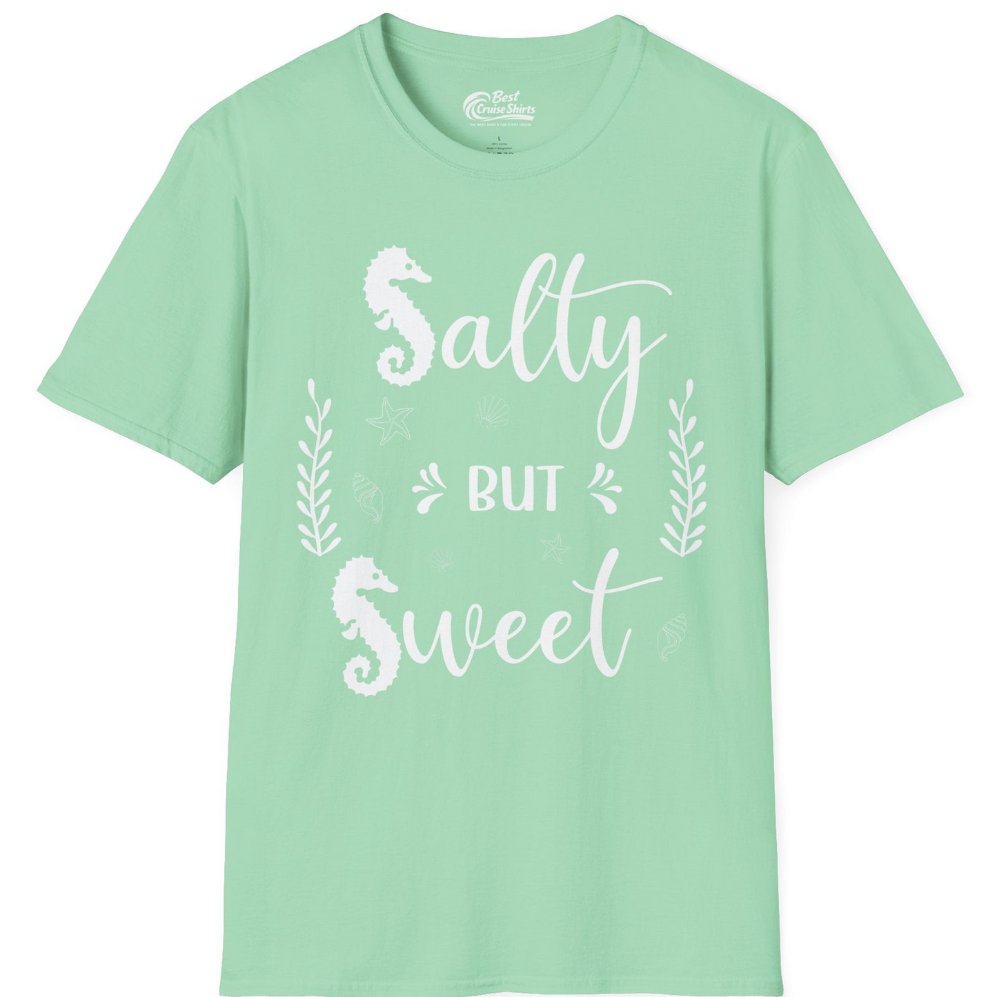 Salty But Sweet Seahorse Ocean Beach Shirt T-Shirt – Mint Green – Best Cruise Shirts