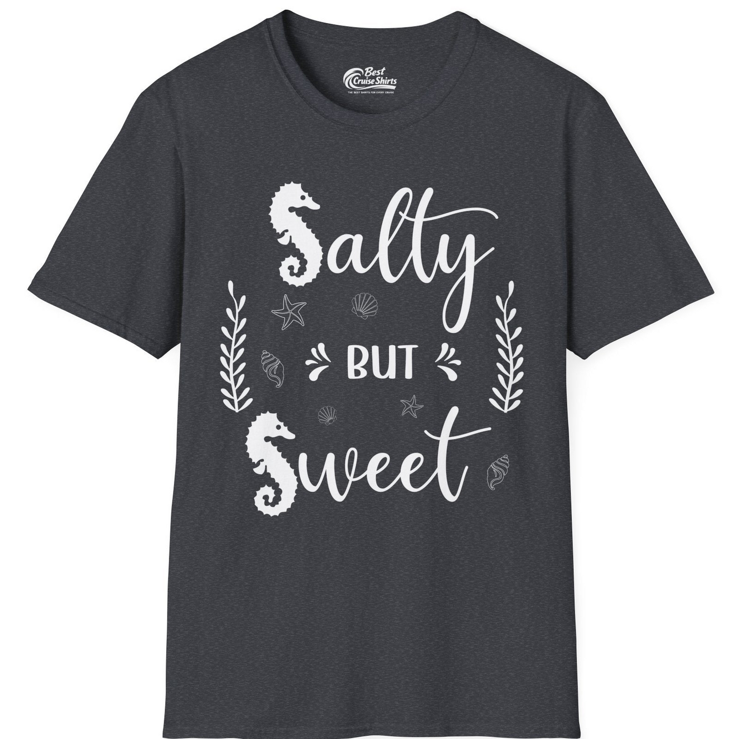 Salty But Sweet Seahorse Ocean Beach Shirt T-Shirt – Dark Heather Grey – Best Cruise Shirts