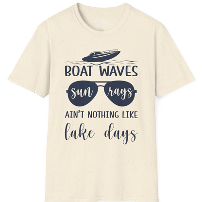 Boat Waves Sun Rays Lake Days Summer Lake Life Shirt — T-Shirt T-Shirt – Natural – Best Cruise Shirts