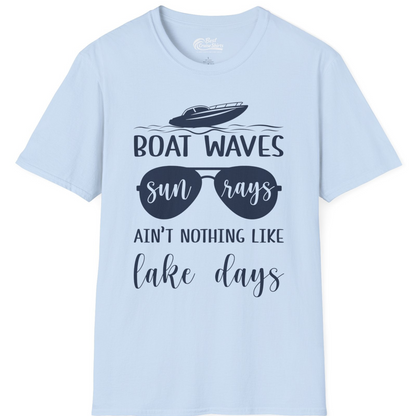 Boat Waves Sun Rays Lake Days Summer Lake Life Shirt — T-Shirt T-Shirt – Light Blue – Best Cruise Shirts