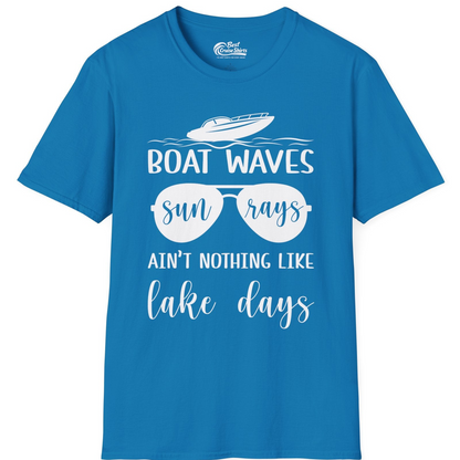 Boat Waves Sun Rays Lake Days Summer Lake Life Shirt — T-Shirt T-Shirt – Sapphire – Best Cruise Shirts