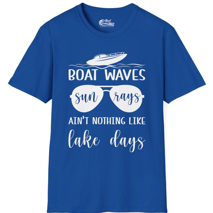 Boat Waves Sun Rays Lake Days Summer Lake Life Shirt — T-Shirt T-Shirt – Royal – Best Cruise Shirts