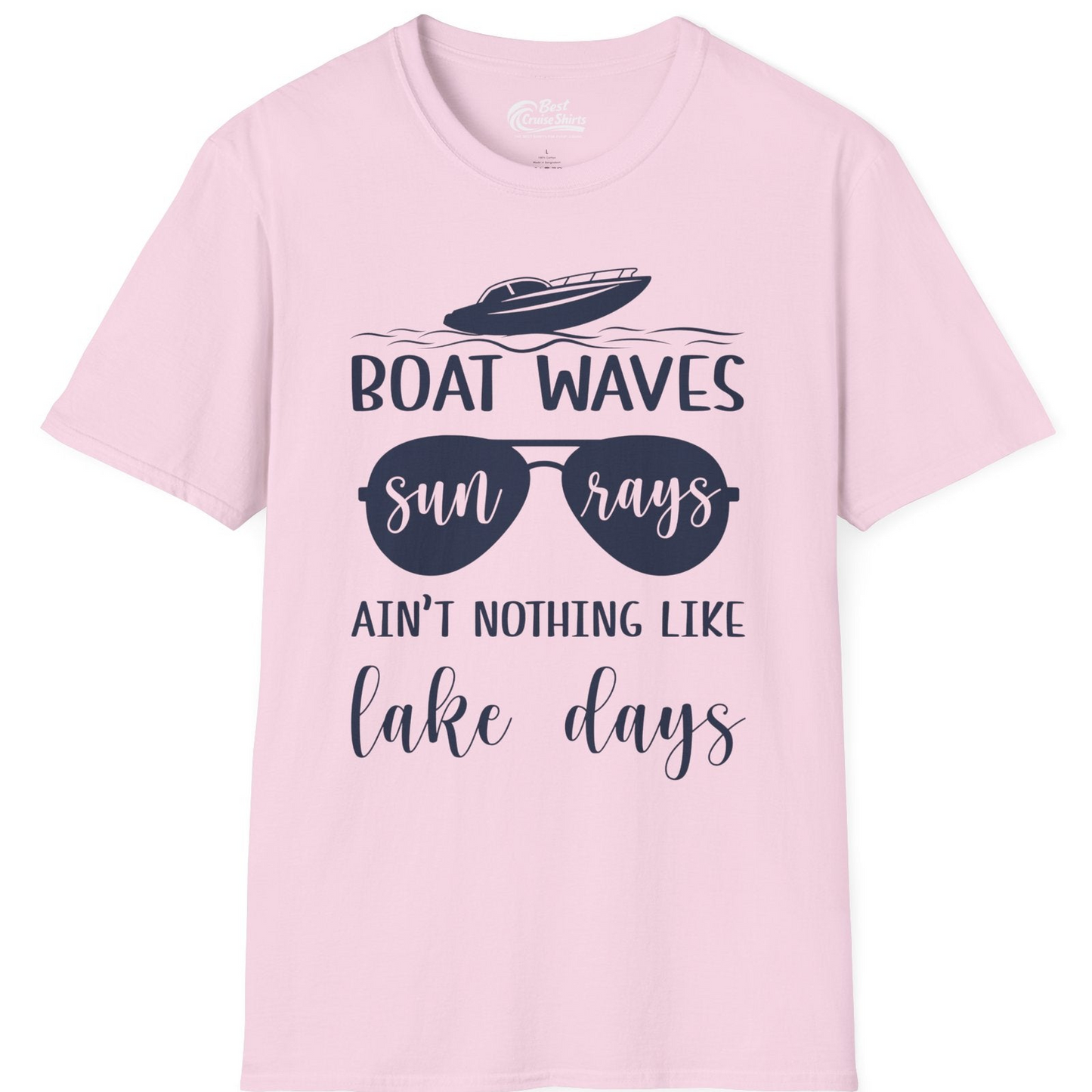 Boat Waves Sun Rays Lake Days Summer Lake Life Shirt — T-Shirt T-Shirt – Light Pink – Best Cruise Shirts