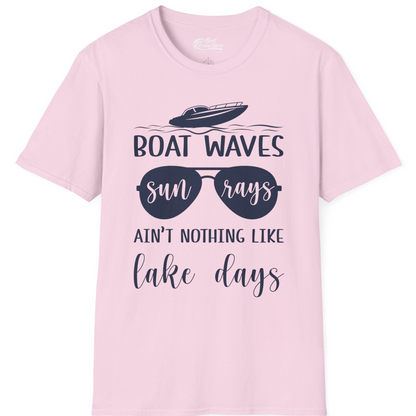 Boat Waves Sun Rays Lake Days Summer Lake Life Shirt — T-Shirt T-Shirt – Light Pink – Best Cruise Shirts