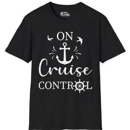 On Cruise Control Nautical Anchor and Birds Vacation Shirt Design — T-Shirt T-Shirt – Black – Best Cruise Shirts