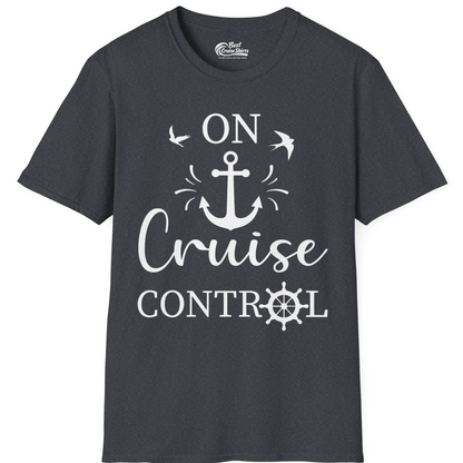 On Cruise Control Nautical Anchor and Birds Vacation Shirt Design — T-Shirt T-Shirt – Dark Heather Grey – Best Cruise Shirts