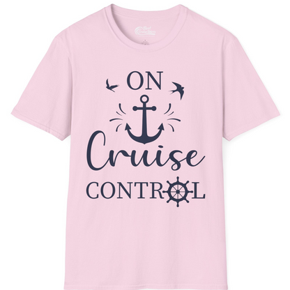On Cruise Control Nautical Anchor and Birds Vacation Shirt Design — T-Shirt T-Shirt – Light Pink – Best Cruise Shirts