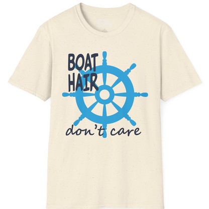 Boat Hair Don't Care Nautical Wheel Shirt for Lake and Marina — T-Shirt T-Shirt – Natural – Best Cruise Shirts