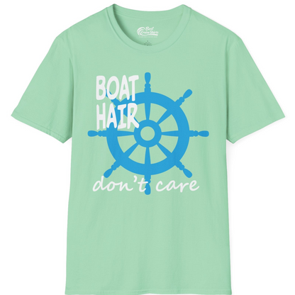 Boat Hair Don't Care Nautical Wheel Shirt for Lake and Marina — T-Shirt T-Shirt – Mint Green – Best Cruise Shirts