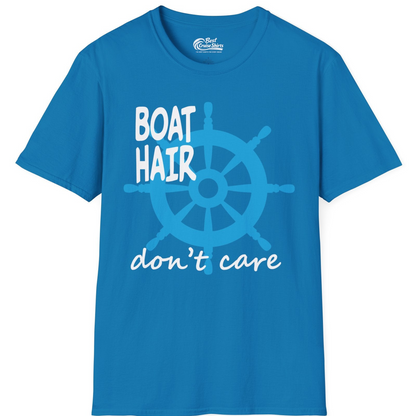 Boat Hair Don't Care Nautical Wheel Shirt for Lake and Marina — T-Shirt T-Shirt – Sapphire – Best Cruise Shirts