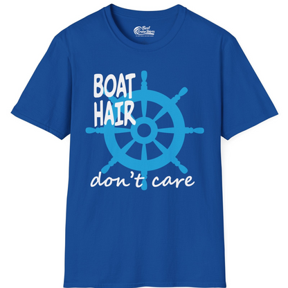 Boat Hair Don't Care Nautical Wheel Shirt for Lake and Marina — T-Shirt T-Shirt – Royal – Best Cruise Shirts