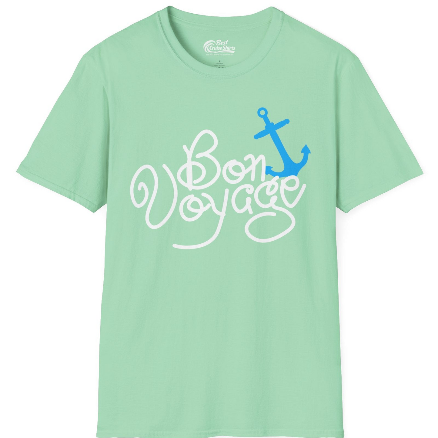 Bon Voyage Script Shirt T-Shirt – Mint Green – Best Cruise Shirts