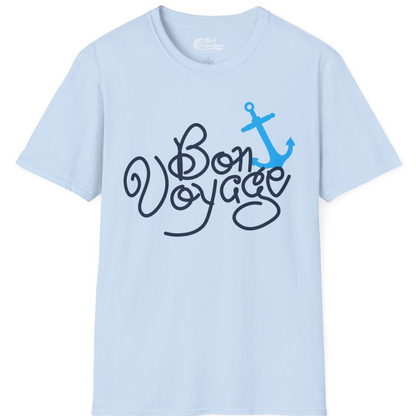 Bon Voyage Script Shirt T-Shirt – Light Blue – Best Cruise Shirts