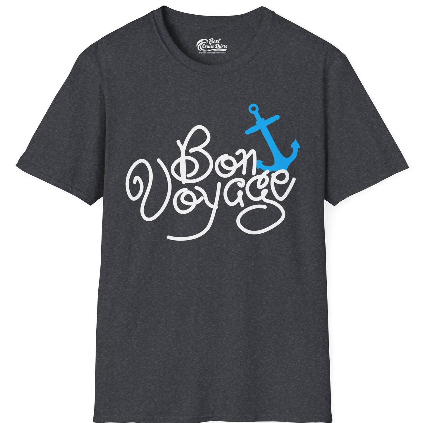 Bon Voyage Script Shirt T-Shirt – Dark Heather Grey – Best Cruise Shirts