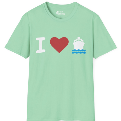 I Love Cruises Bold Cruise Ship Graphic Shirt for Cruise Enthusiasts — T-Shirt T-Shirt – Mint Green – Best Cruise Shirts