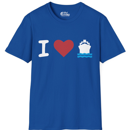 I Love Cruises Bold Cruise Ship Graphic Shirt for Cruise Enthusiasts — T-Shirt T-Shirt – Royal – Best Cruise Shirts