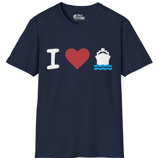 I Love Cruises Bold Cruise Ship Graphic Shirt for Cruise Enthusiasts — T-Shirt T-Shirt – Navy – Best Cruise Shirts