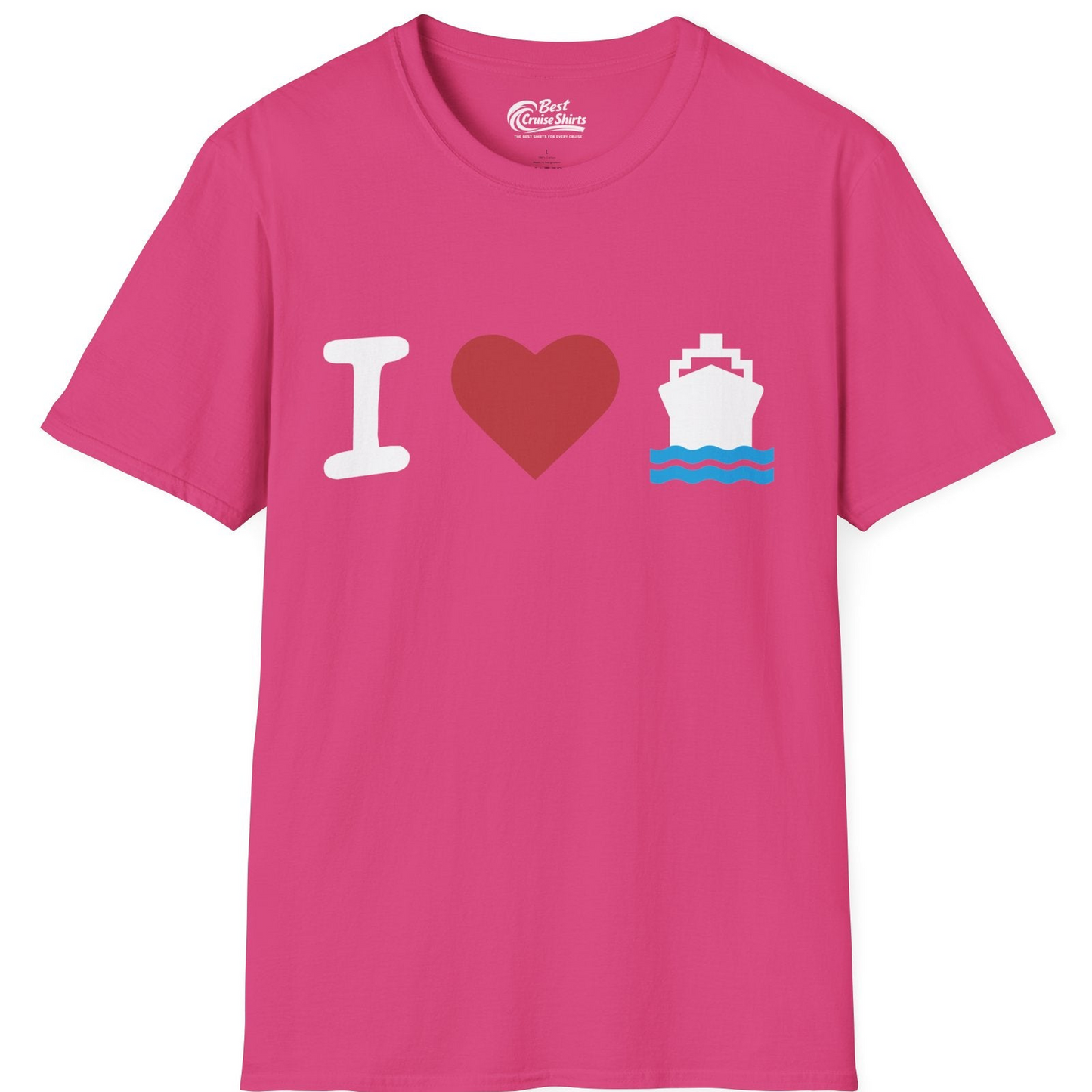 I Love Cruises Bold Cruise Ship Graphic Shirt for Cruise Enthusiasts — T-Shirt T-Shirt – Heliconia – Best Cruise Shirts