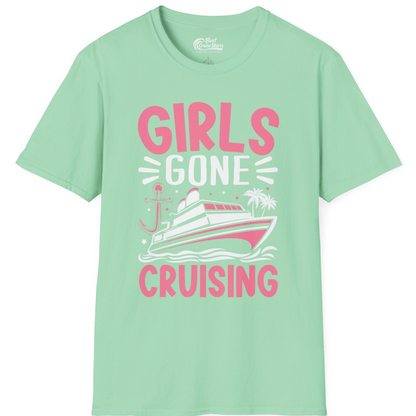 Girls Gone Cruising Tropical Pink Group Cruise Adventure Shirt — T-Shirt T-Shirt – Mint Green – Best Cruise Shirts