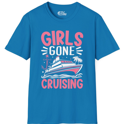 Girls Gone Cruising Tropical Pink Group Cruise Adventure Shirt — T-Shirt T-Shirt – Sapphire – Best Cruise Shirts