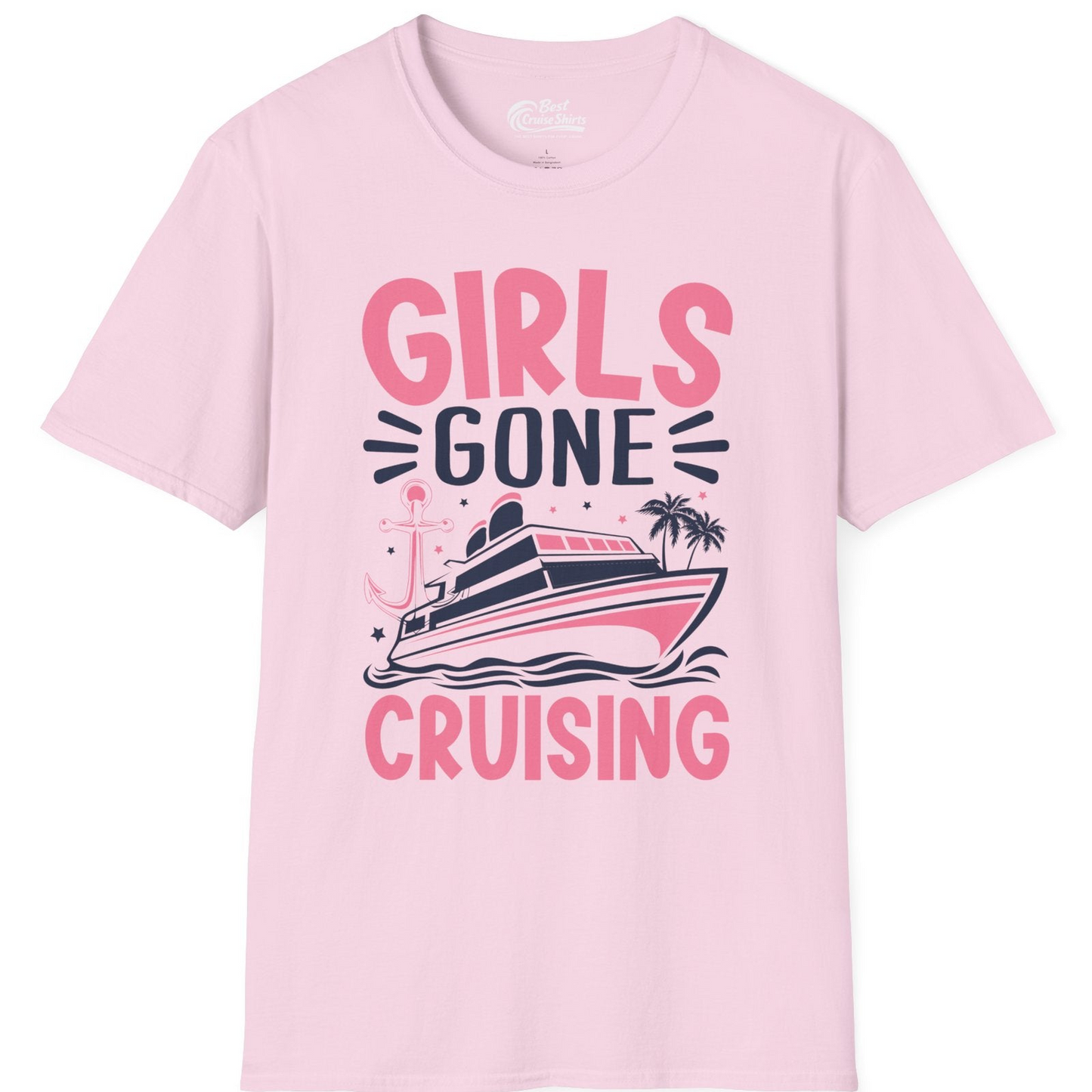 Girls Gone Cruising Tropical Pink Group Cruise Adventure Shirt — T-Shirt T-Shirt – Light Pink – Best Cruise Shirts