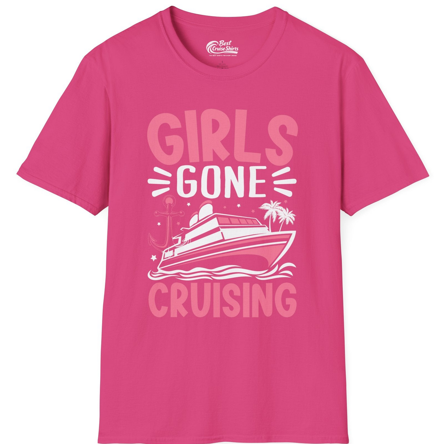 Girls Gone Cruising Tropical Pink Group Cruise Adventure Shirt — T-Shirt T-Shirt – Heliconia – Best Cruise Shirts
