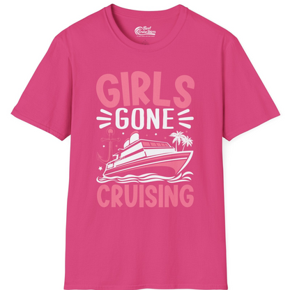 Girls Gone Cruising Tropical Pink Group Cruise Adventure Shirt — T-Shirt T-Shirt – Heliconia – Best Cruise Shirts