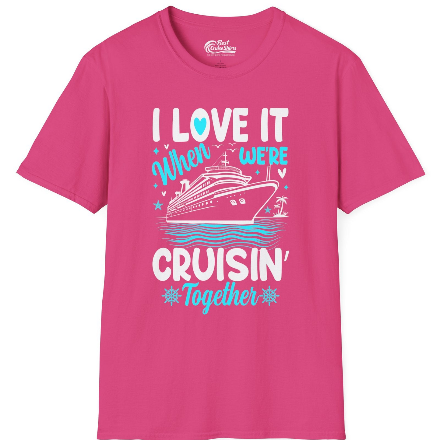 Cruisin Together Romantic Nautical Cruise Couple Shirt Blue and White — T-Shirt T-Shirt – Heliconia – Best Cruise Shirts