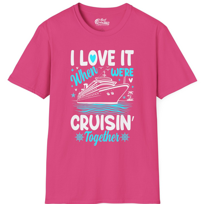 Cruisin Together Romantic Nautical Cruise Couple Shirt Blue and White — T-Shirt T-Shirt – Heliconia – Best Cruise Shirts