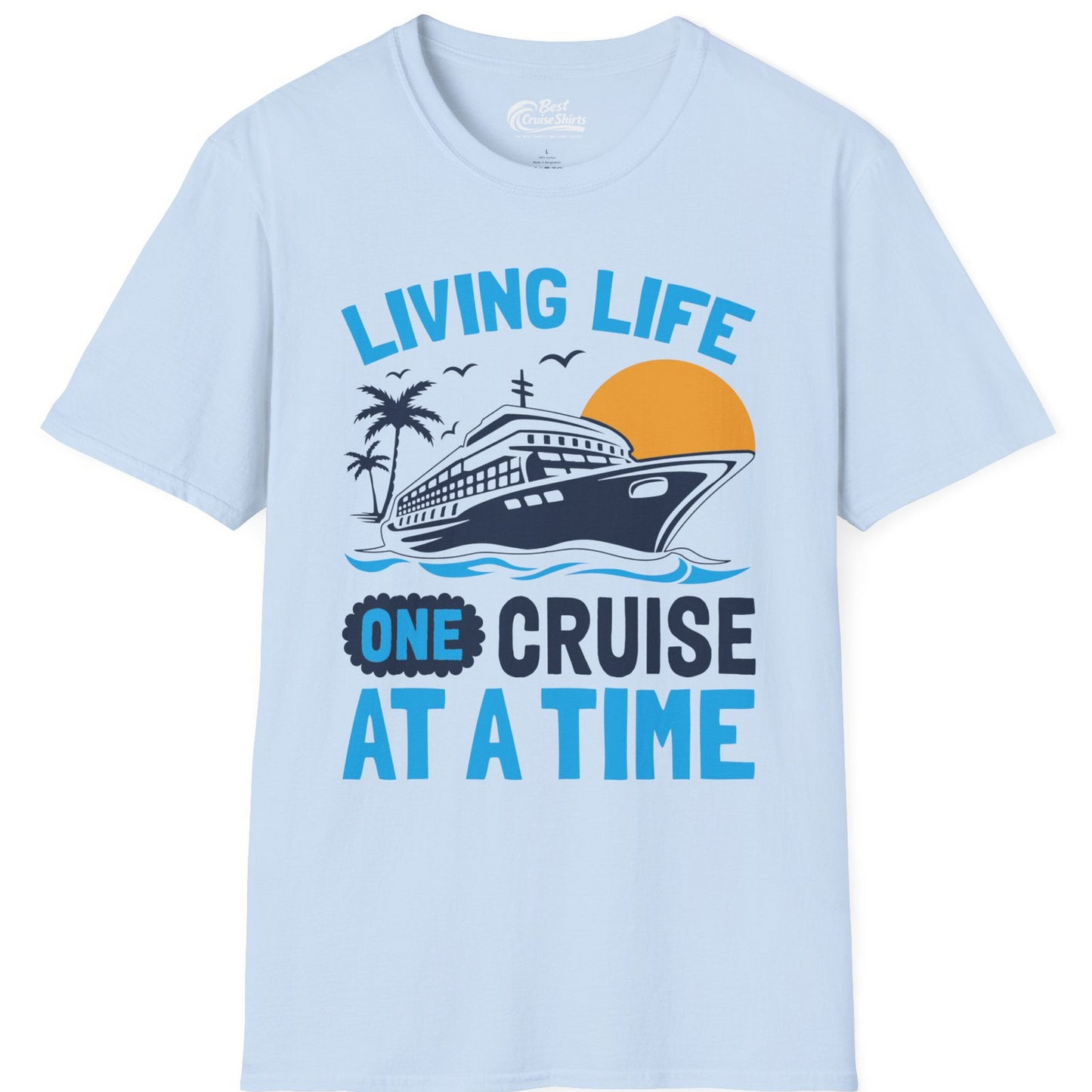 Cruise Ship Tropical Sunset Shirt T-Shirt – Light Blue – Best Cruise Shirts