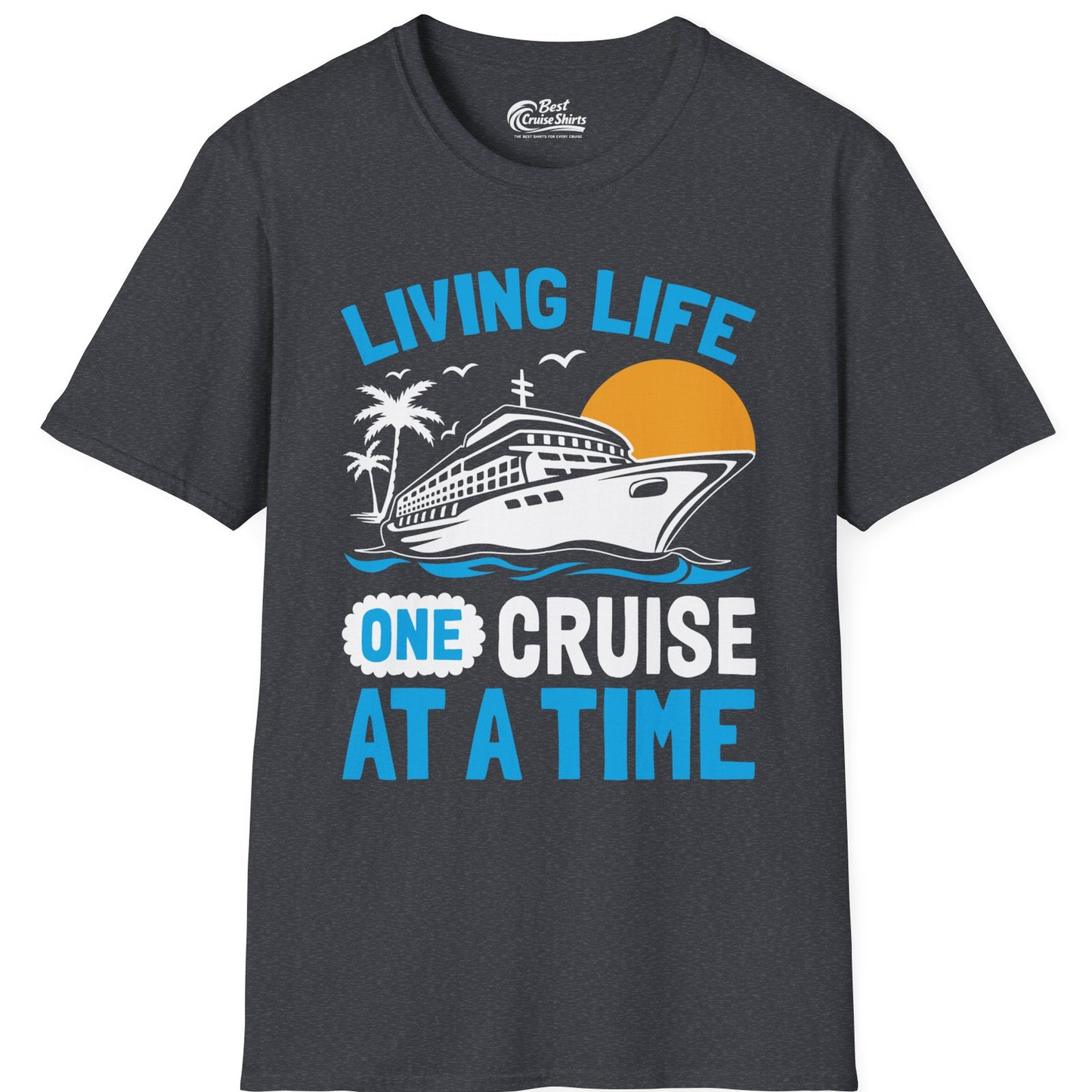 Cruise Ship Tropical Sunset Shirt T-Shirt – Dark Heather Grey – Best Cruise Shirts
