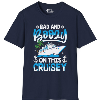 Bad and Boozy Cruise Shirt T-Shirt – Navy – Best Cruise Shirts