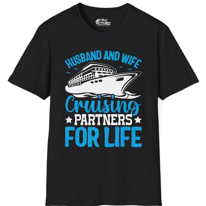 Husband and Wife Cruising Partners for Life Nautical Cruise Shirt — T-Shirt T-Shirt – Black – Best Cruise Shirts
