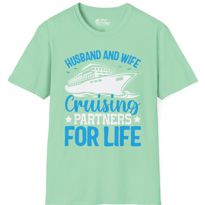 Husband and Wife Cruising Partners for Life Nautical Cruise Shirt — T-Shirt T-Shirt – Mint Green – Best Cruise Shirts