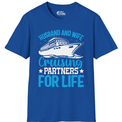Husband and Wife Cruising Partners for Life Nautical Cruise Shirt — T-Shirt T-Shirt – Royal – Best Cruise Shirts