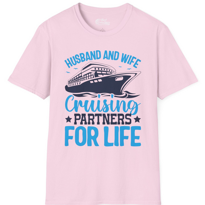 Husband and Wife Cruising Partners for Life Nautical Cruise Shirt — T-Shirt T-Shirt – Light Pink – Best Cruise Shirts