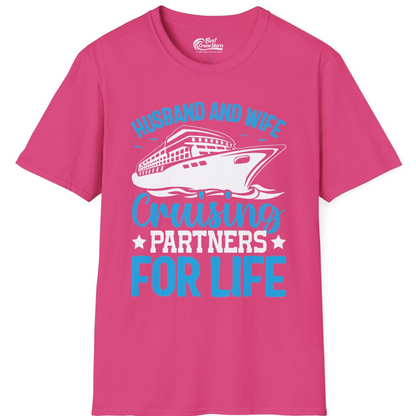 Husband and Wife Cruising Partners for Life Nautical Cruise Shirt — T-Shirt T-Shirt – Heliconia – Best Cruise Shirts