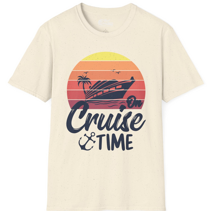 Retro Sunset Cruise Ship Palm Tree Anchor T-Shirt – Natural – Best Cruise Shirts