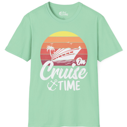Retro Sunset Cruise Ship Palm Tree Anchor T-Shirt – Mint Green – Best Cruise Shirts