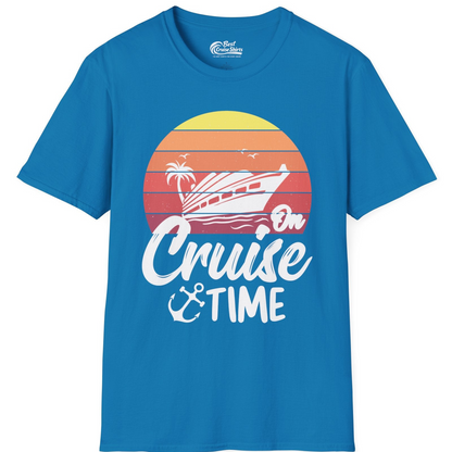 Retro Sunset Cruise Ship Palm Tree Anchor T-Shirt – Sapphire – Best Cruise Shirts