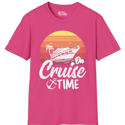 Retro Sunset Cruise Ship Palm Tree Anchor T-Shirt – Heliconia – Best Cruise Shirts