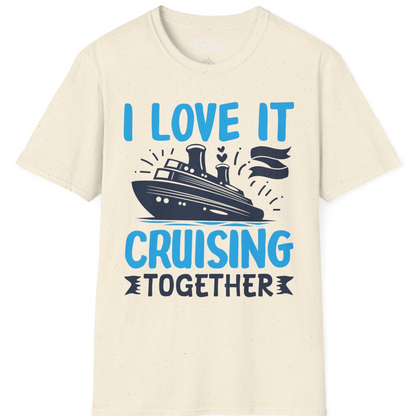 Romantic Cruise Ship Playful Hearts Cruising Together Shirt Design — T-Shirt T-Shirt – Natural – Best Cruise Shirts